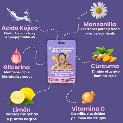 Alemi® - Limpiadores de ácido kójico y cúrcuma